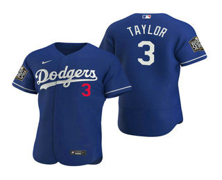 Men Los Angeles Dodgers #3 Chris Taylor Royal 2020 World Series Authentic Flex Nike Jersey->los angeles dodgers->MLB Jersey